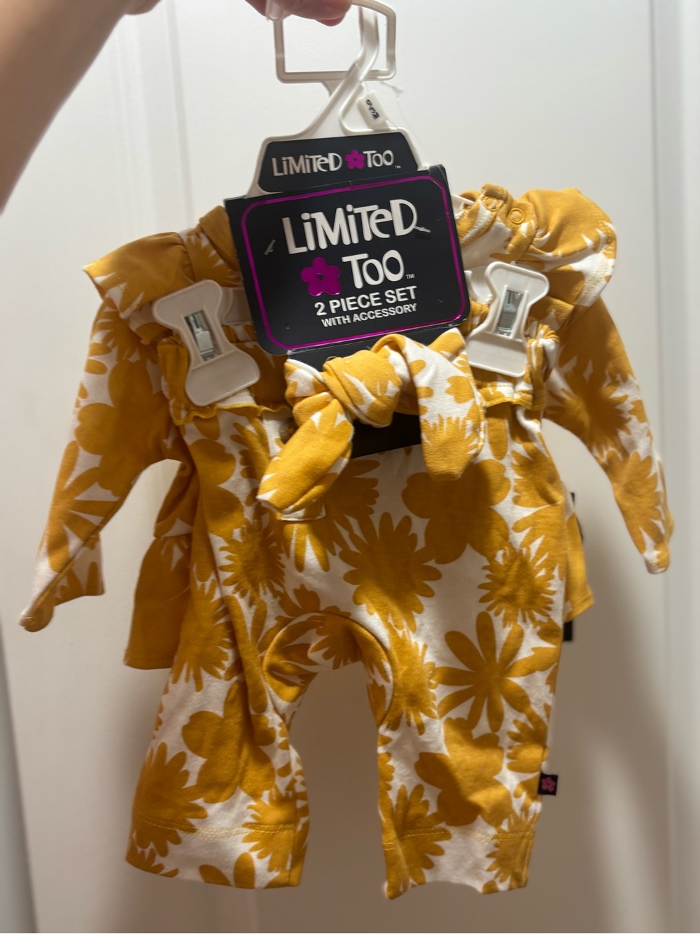 Limited Too Mustard Yellow Floral Two-Piece set with Bow
